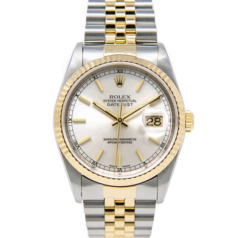 rolex datejust gold silber gebraucht|More.